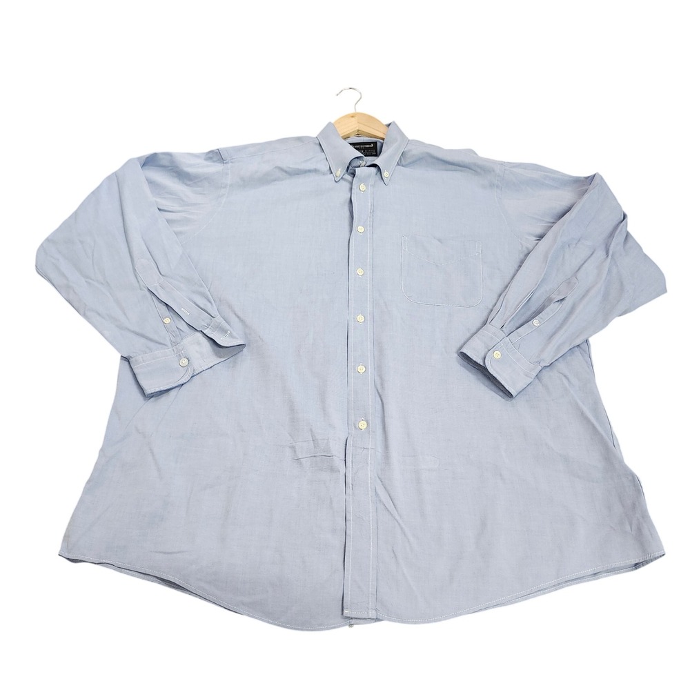 Kenneth Gordon Button-Down Mens 17.5-35 Pinpoint Oxford Blue EUC